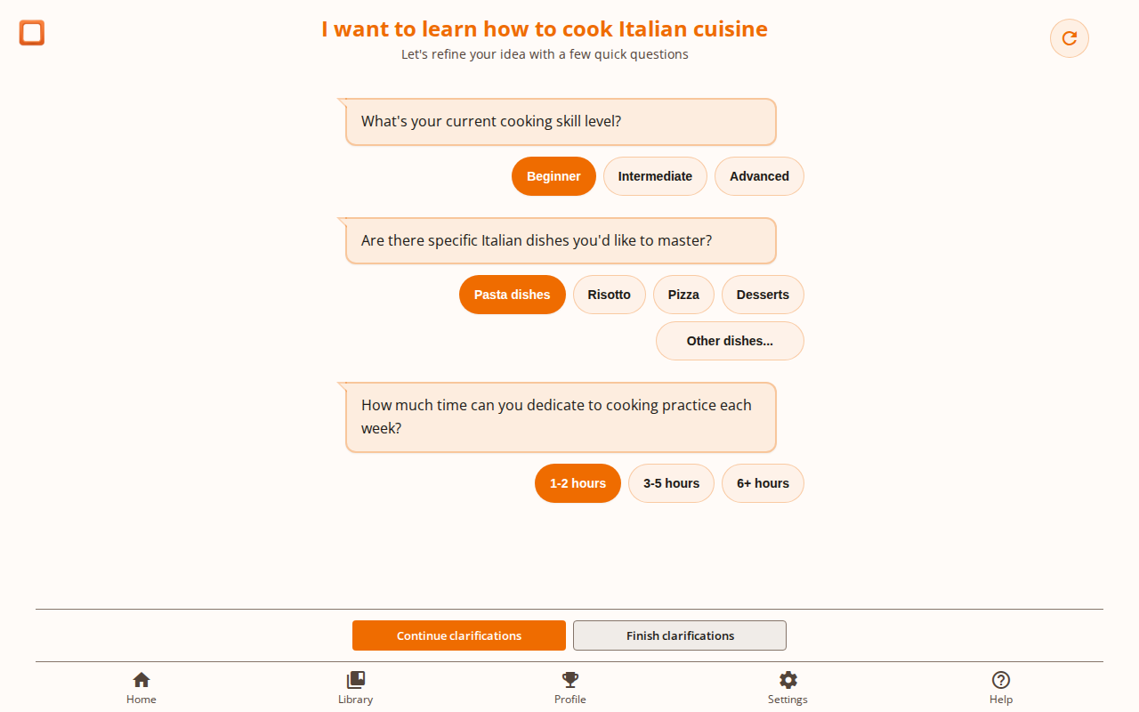 Screenshot showing how to answer clarification questions
