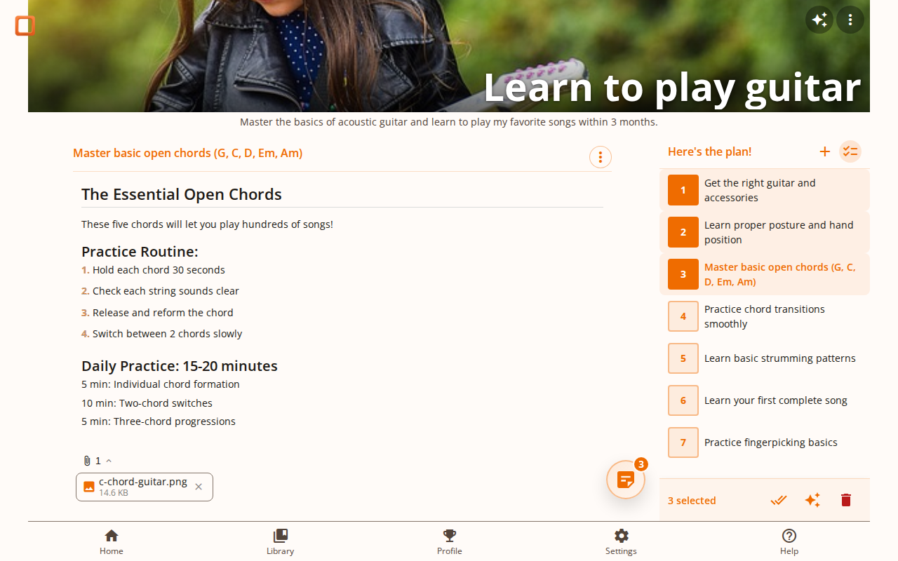 Screenshot showing bulk selection mode with multiple steps selected and the action bar at the bottom